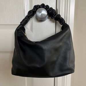 Simons Rouched Black Leather Bag
